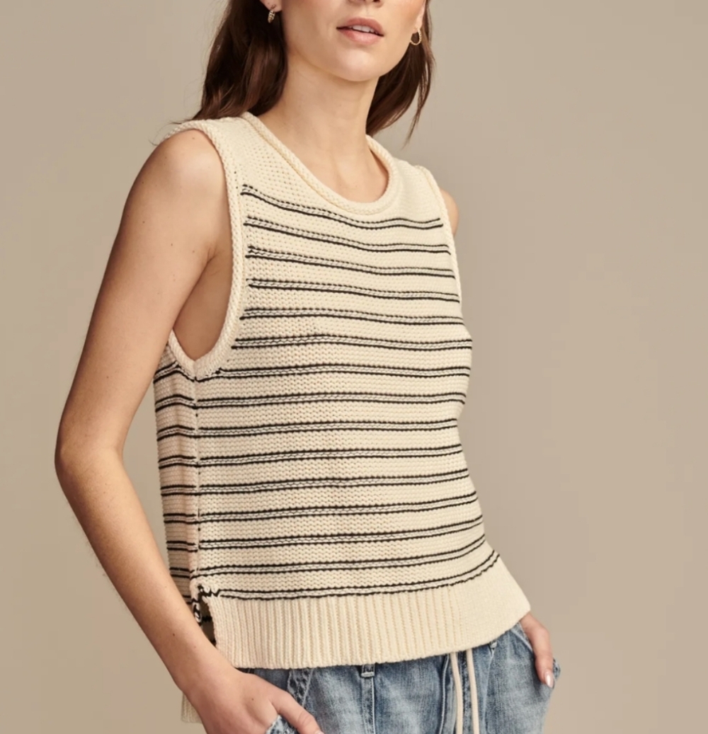 Lucky Brand Black And Cream Knit Tank Top Sweater Vest Size XS